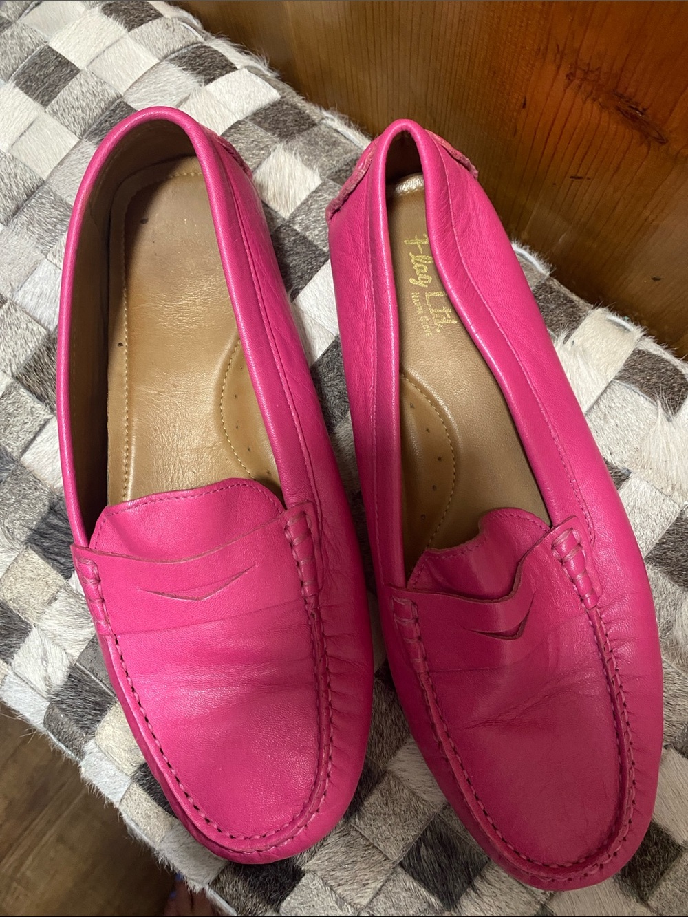Bright Pink Leather Penny Loafers - Women's Slip-On Flats